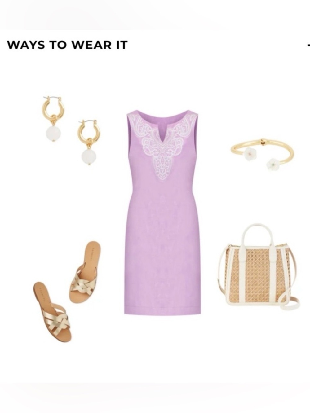 Talbots Plus Linen Blend Light Lilac Embroidered Maci Dress | Size 16W - Picture 10 of 10
